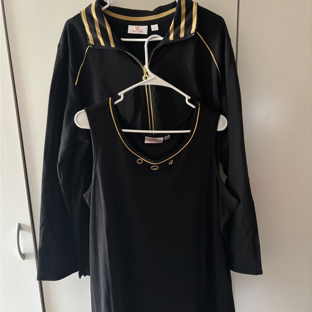 Quacker Factory Black and Gold Jacket with matching tank top